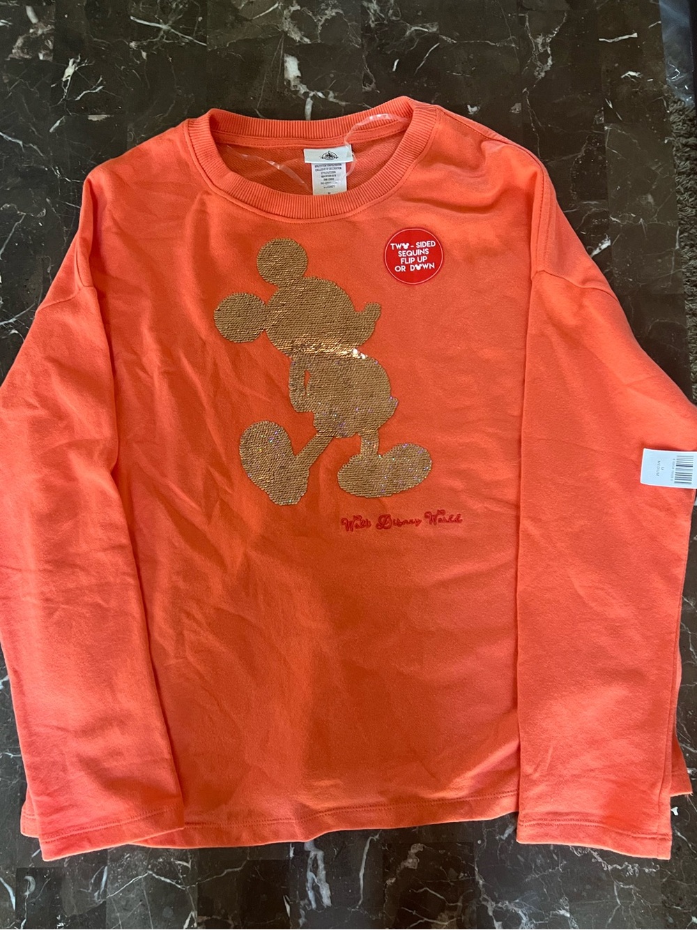 NWT Disney Parks Long-Sleeve Shirt with Reversible Gold Sequin Mickey